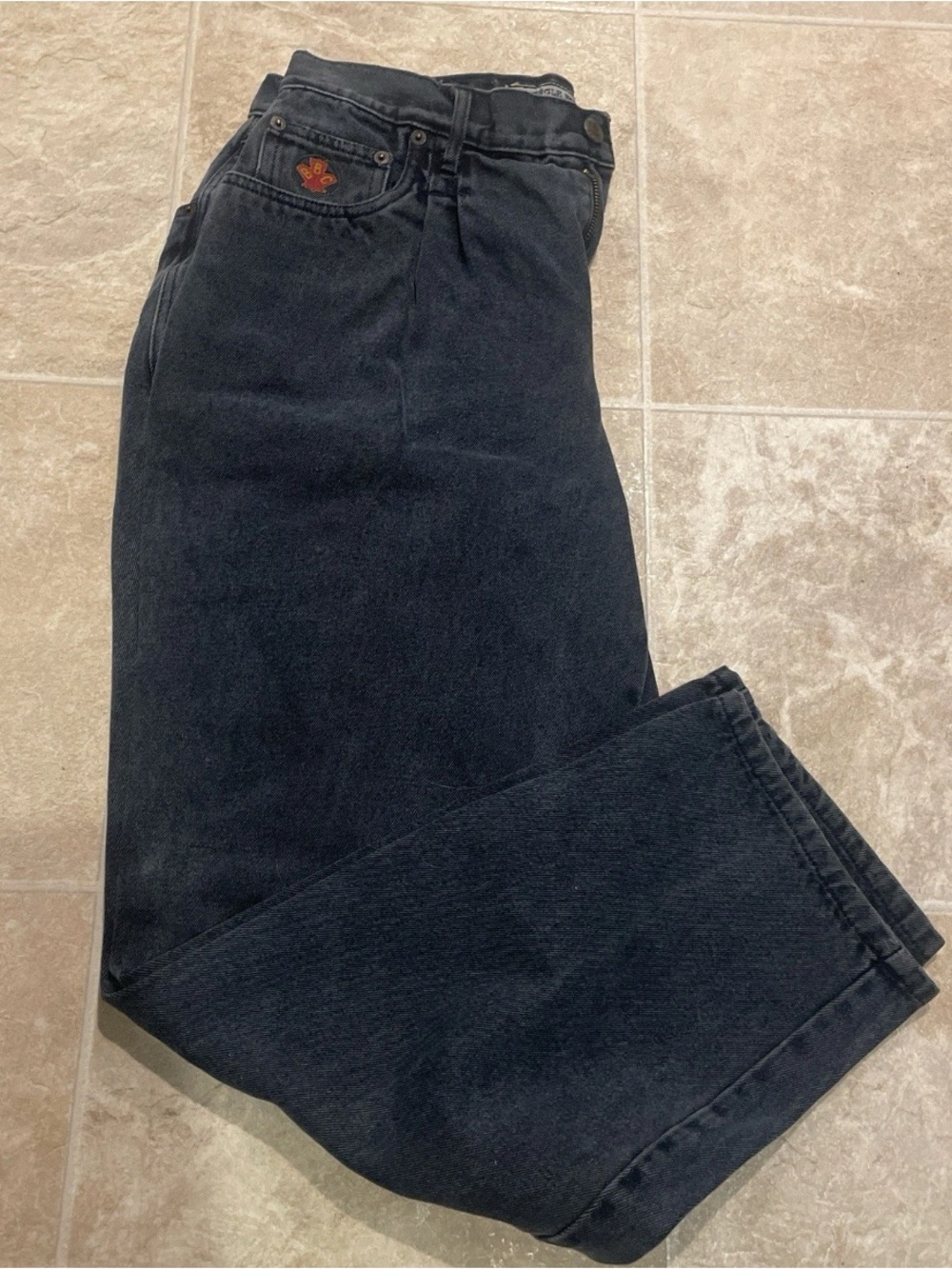 Vintage Bugle Boy Gold Crest Jeans Mens 34x32 Black Denim 90s Retro